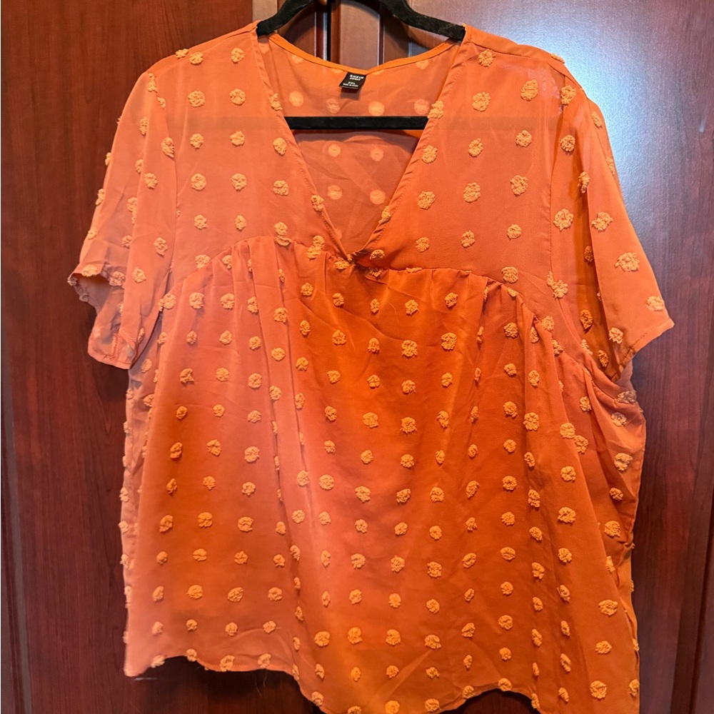 SHEIN Orange Flutter Sleeve Blouse with Ruffled Details